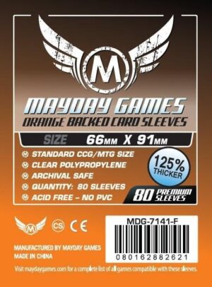 [7141F] Card game Sleeves (Pack of 80) 66 x 91 mm (Orange Backed)