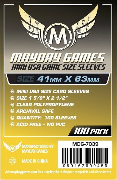 [7039] Mini USA Game Size Sleeves 41 X 63 MM (100 pack) (Yellow)