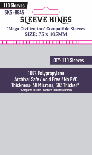 [8845] Mega Civilization Compatible Sleeves (75x105mm) 110 pack - 60 Micron - SKS-8845