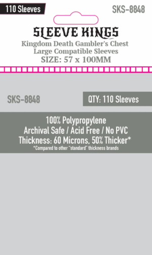 [8848] Kingdom Death Gambler's Chest Compatible Large Sleeves (57x100mm) 110 Pack - 60 Micron - SKS-8848