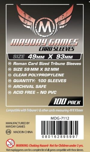 [7112] Roman Card Sized Tribune Sleeves (100 pack) 49 X 93 MM
