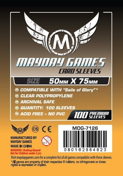 [7126] Custom Card Sleeves (Sails of Glory* Sized) (pack of 100) 50 X 75 MM