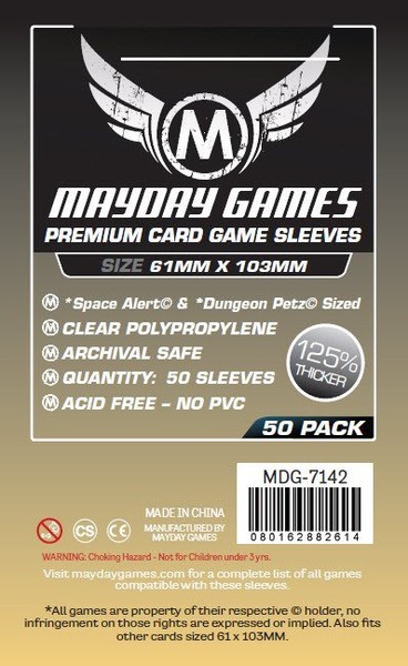 [7142] Premium Space Card Sleeve: 61 X 103 MM Space Alert / Dungeon Petz