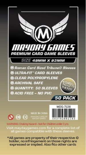 [7138] Premium Roman Card Sized Tribune Sleeves (50 pack) 49 X 93 MM